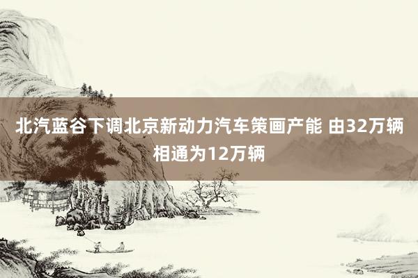 北汽蓝谷下调北京新动力汽车策画产能 由32万辆相通为12万辆