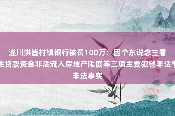 遂川洪皆村镇银行被罚100万：因个东说念主看法性贷款资金非法流入房地产限度等三项主要犯警非法事实