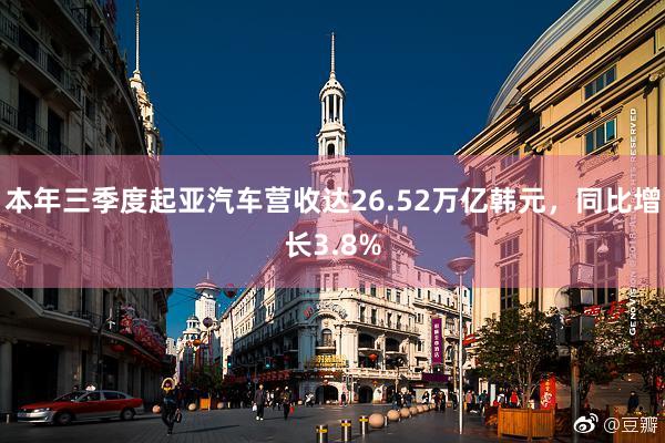 本年三季度起亚汽车营收达26.52万亿韩元，同比增长3.8%