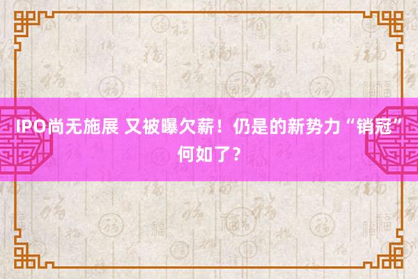 IPO尚无施展 又被曝欠薪！仍是的新势力“销冠”何如了？