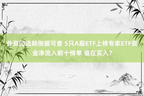 外资回流颠倒据可查 5只A股ETF上榜专家ETF资金净流入前十榜单 谁在买入？