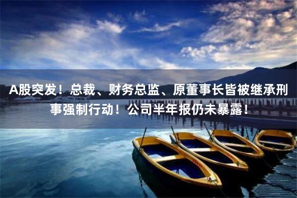 A股突发！总裁、财务总监、原董事长皆被继承刑事强制行动！公司半年报仍未暴露！