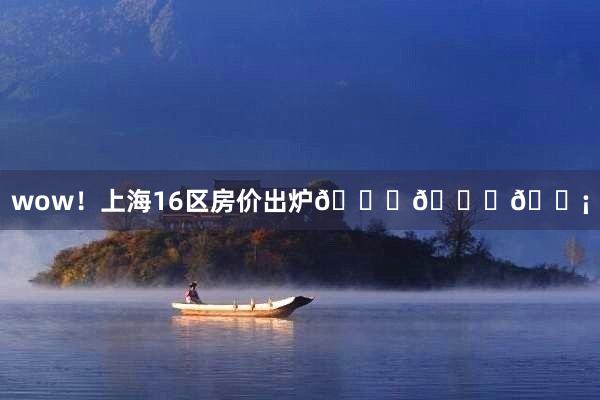 wow！上海16区房价出炉📈📉🏡